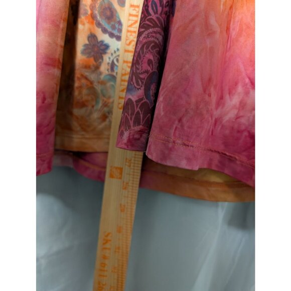 One World Womens Rainbow Tie-Dye Short Sleeve Blouse Boho Paisley Print Size L - Picture 5 of 6